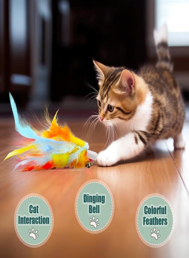Cosblank 50 Pcs Cat Feather Toys Refill Cat Wand Replacement Feathers with Bells Interactive Pet Wand Attachment Toys - Image 5